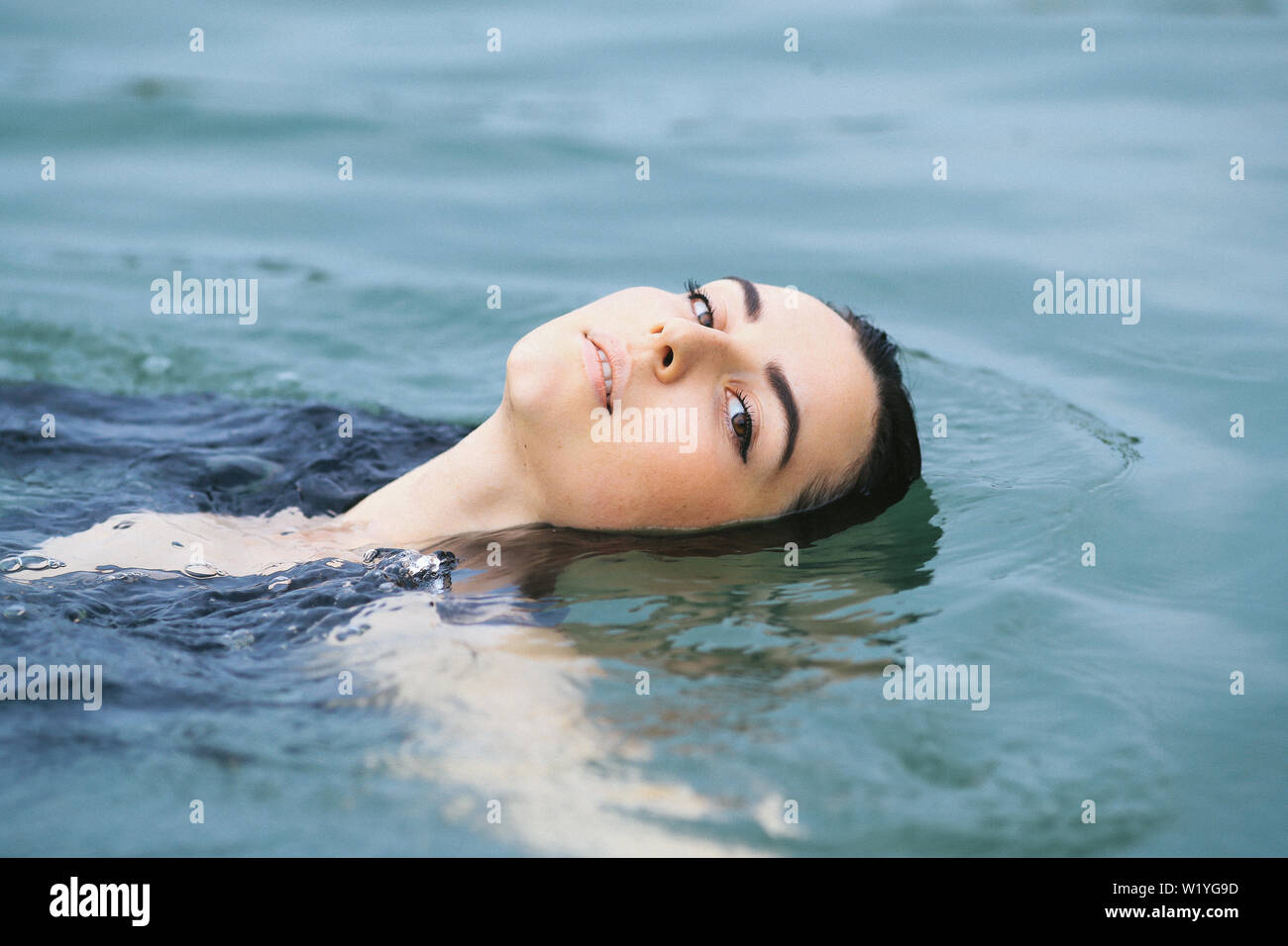Girl in the lake Stock Photo