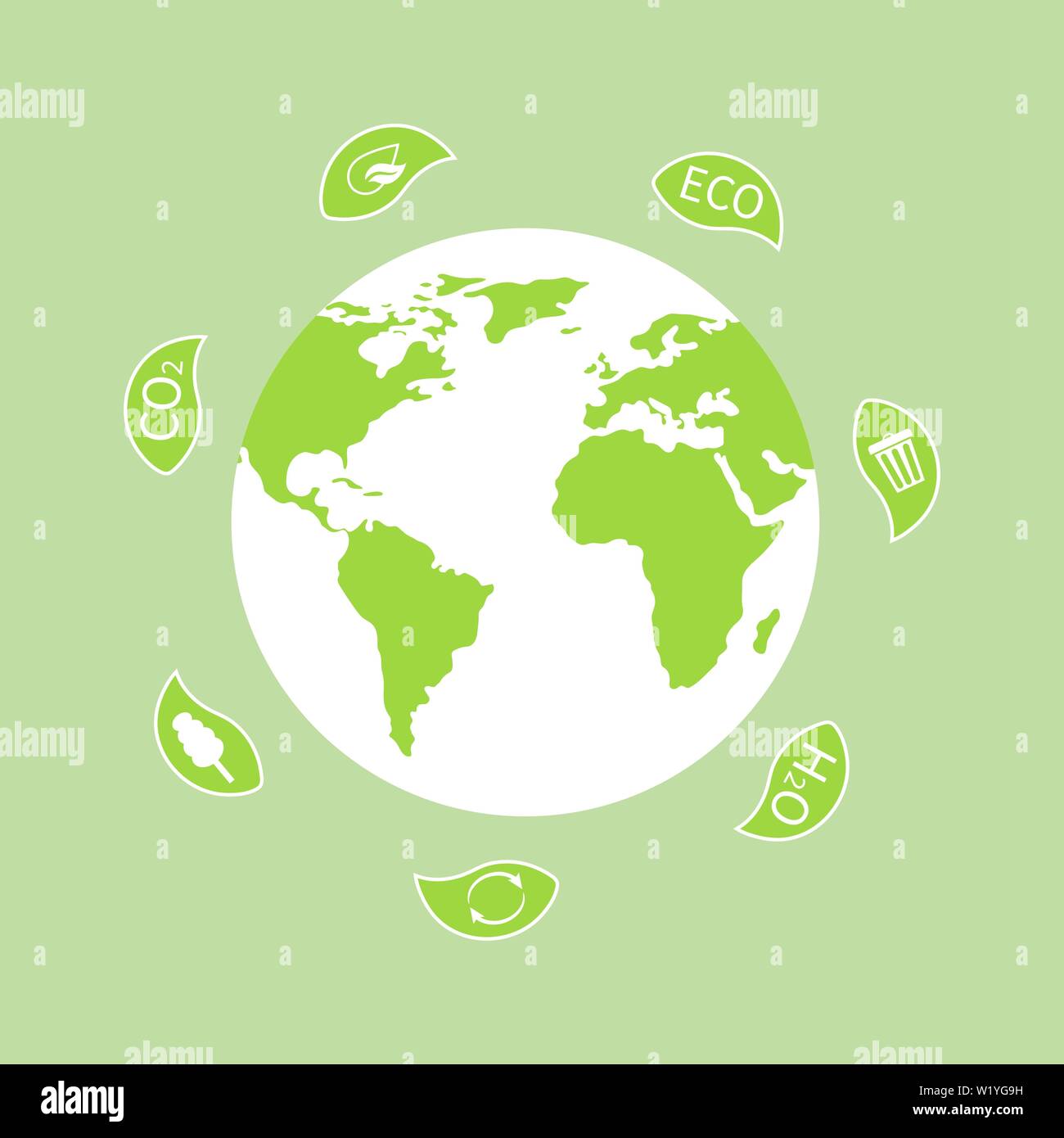 Earth Globe with Leaves for World Environment Day. Ecology planet. Eco ...