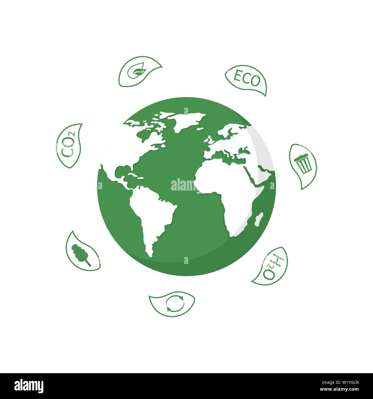 Earth Globe with Leaves for World Environment Day. Ecology planet. Eco ...