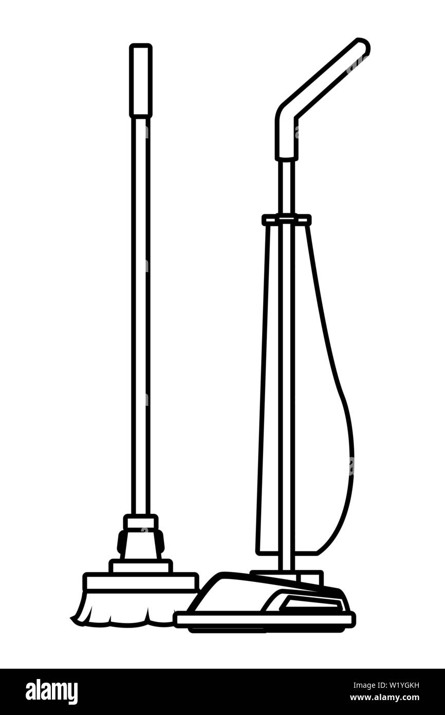 House cleaning supplies cartoon Black and White Stock Photos & Images ...