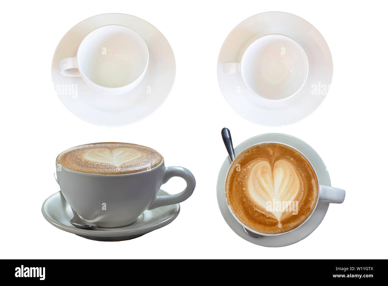 Cup of tea with milk / Coffee milk in glass cup with clipping path