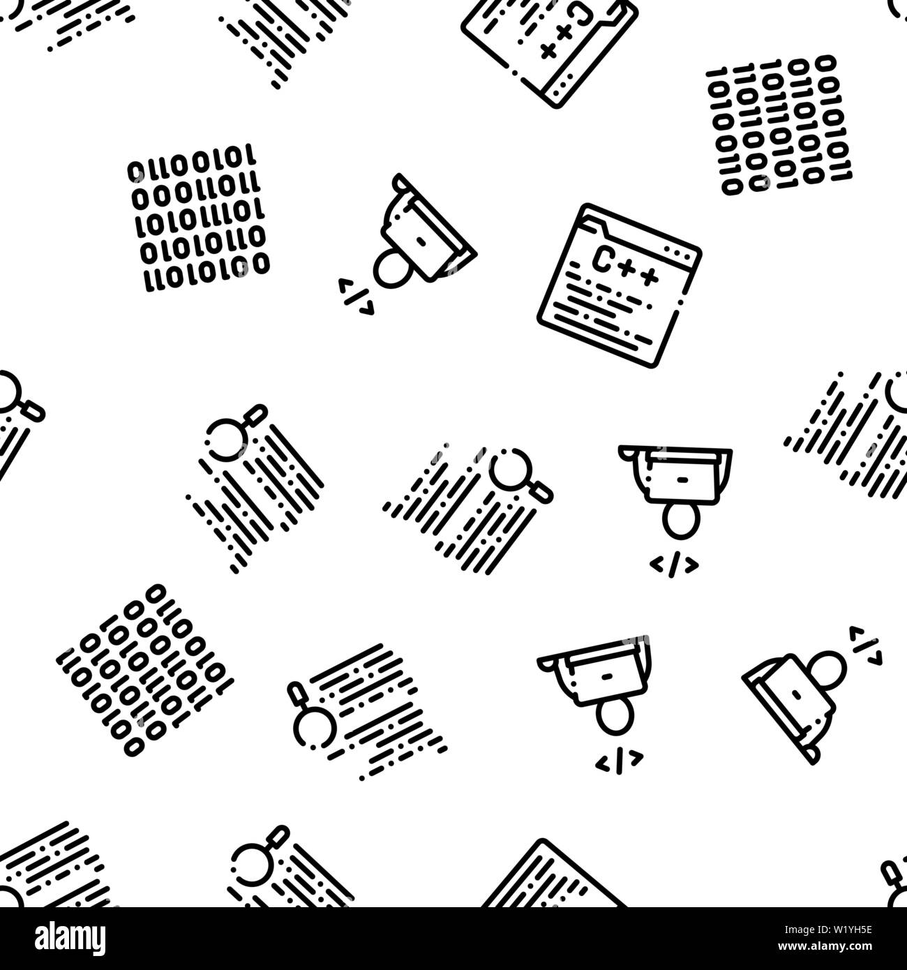 Coding System Vector Seamless Pattern Stock Vector