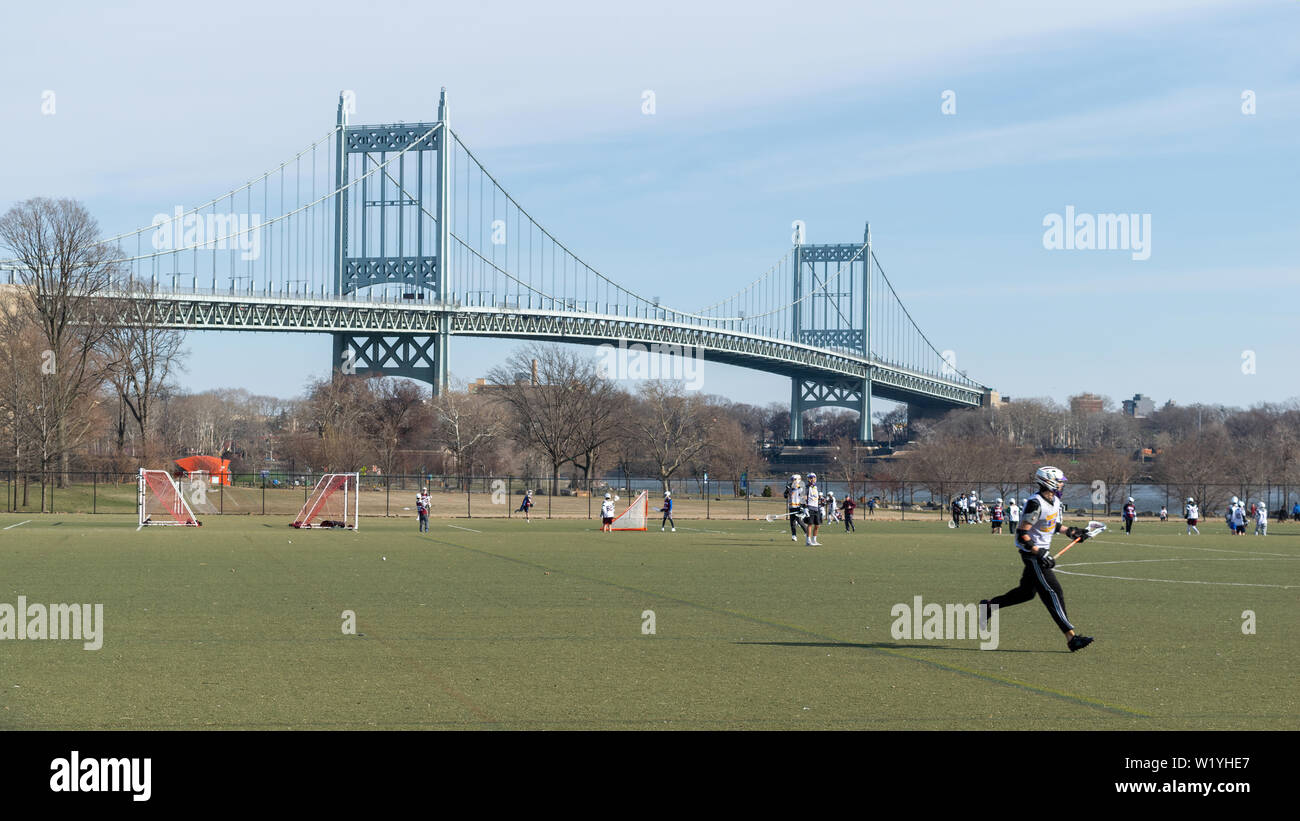 New York City, NY/USA 3/19/2019 Lacrosse team during practice