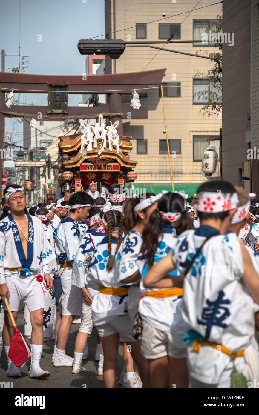 Tenjin Images Tenjin Festival of Osaka with thousand of attendant and spectator. The ...