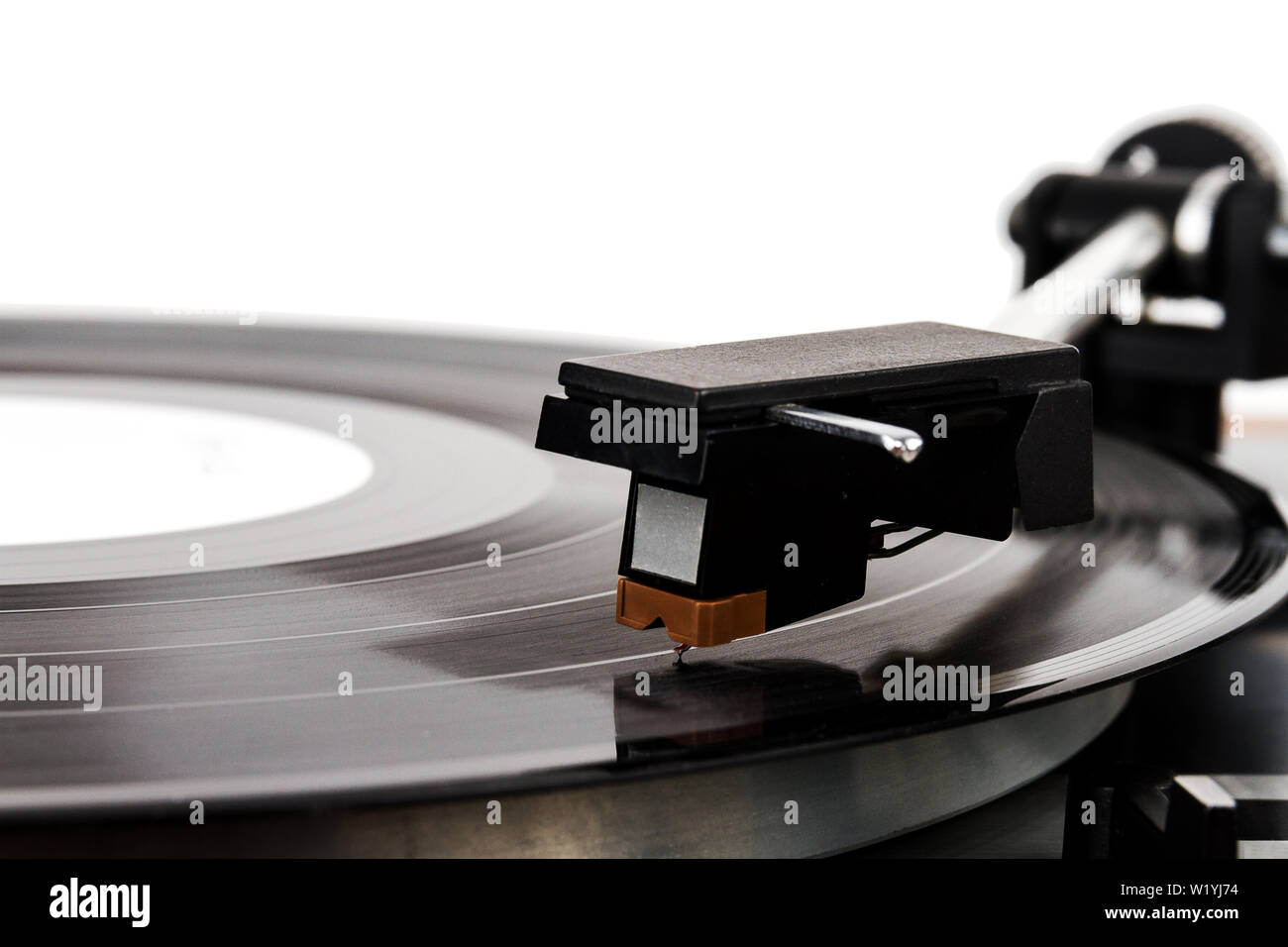 Close Up Of Turntable Needle On A Vinyl Record Turntable Playing Vinyl Needle On Rotating Black Vinyl Stock Photo Alamy