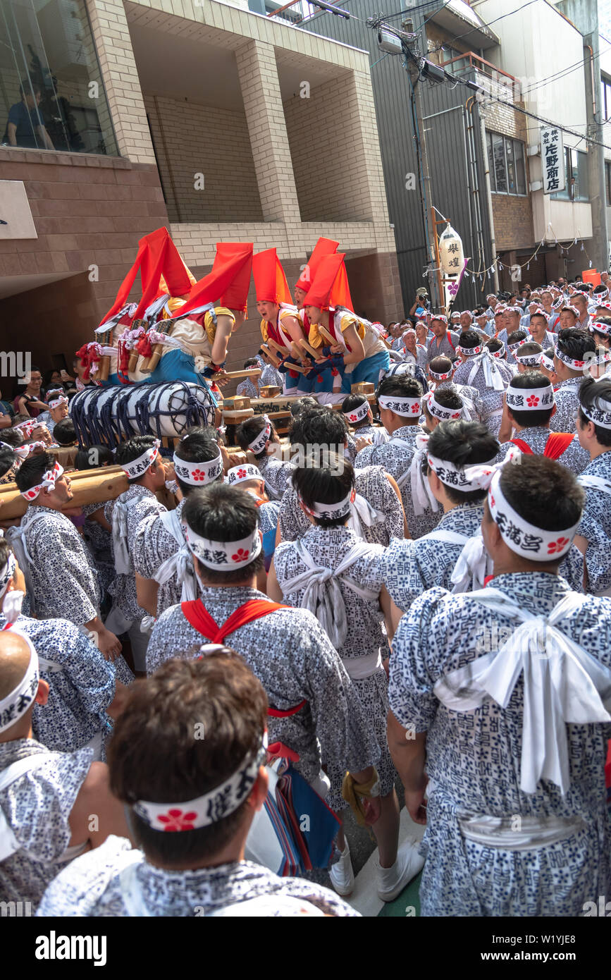 Tenjin Images Tenjin Festival of Osaka with thousand of attendant and spectator. The ...