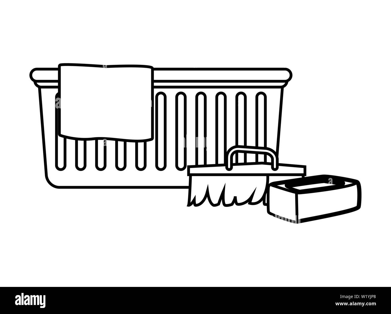 cleaning and hygiene equipment icons in black and white Stock Vector ...