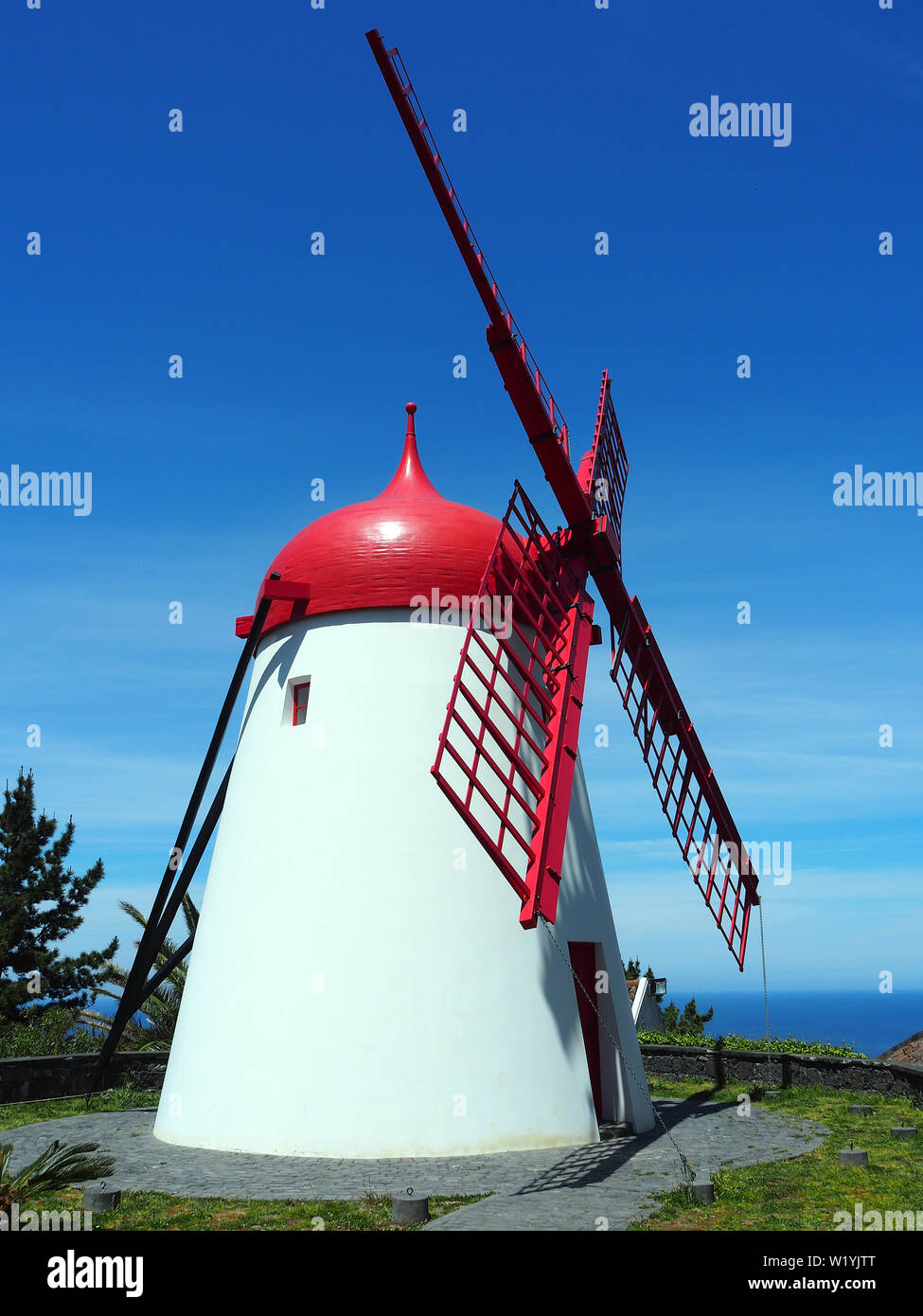 windmill, Bretanha, São Miguel Island, Azores, Açores, Portugal Stock Photo