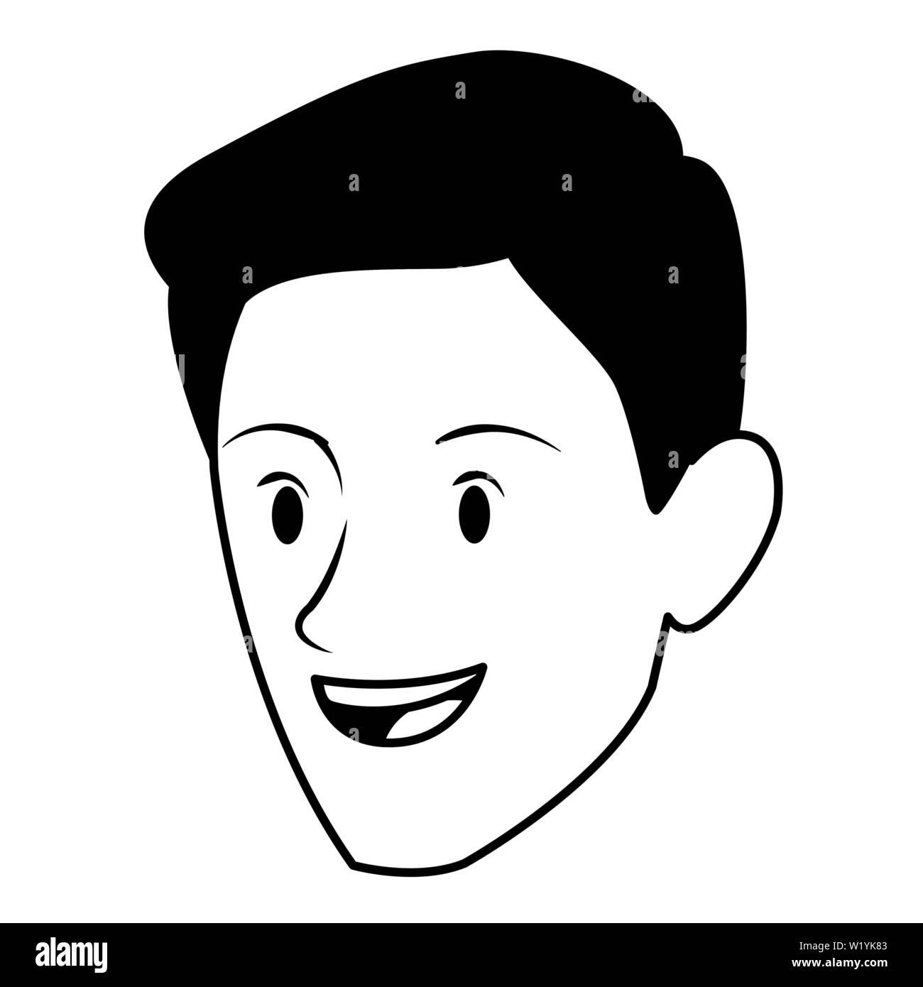 man face avatar cartoon character in black and white Stock Vector Image ...