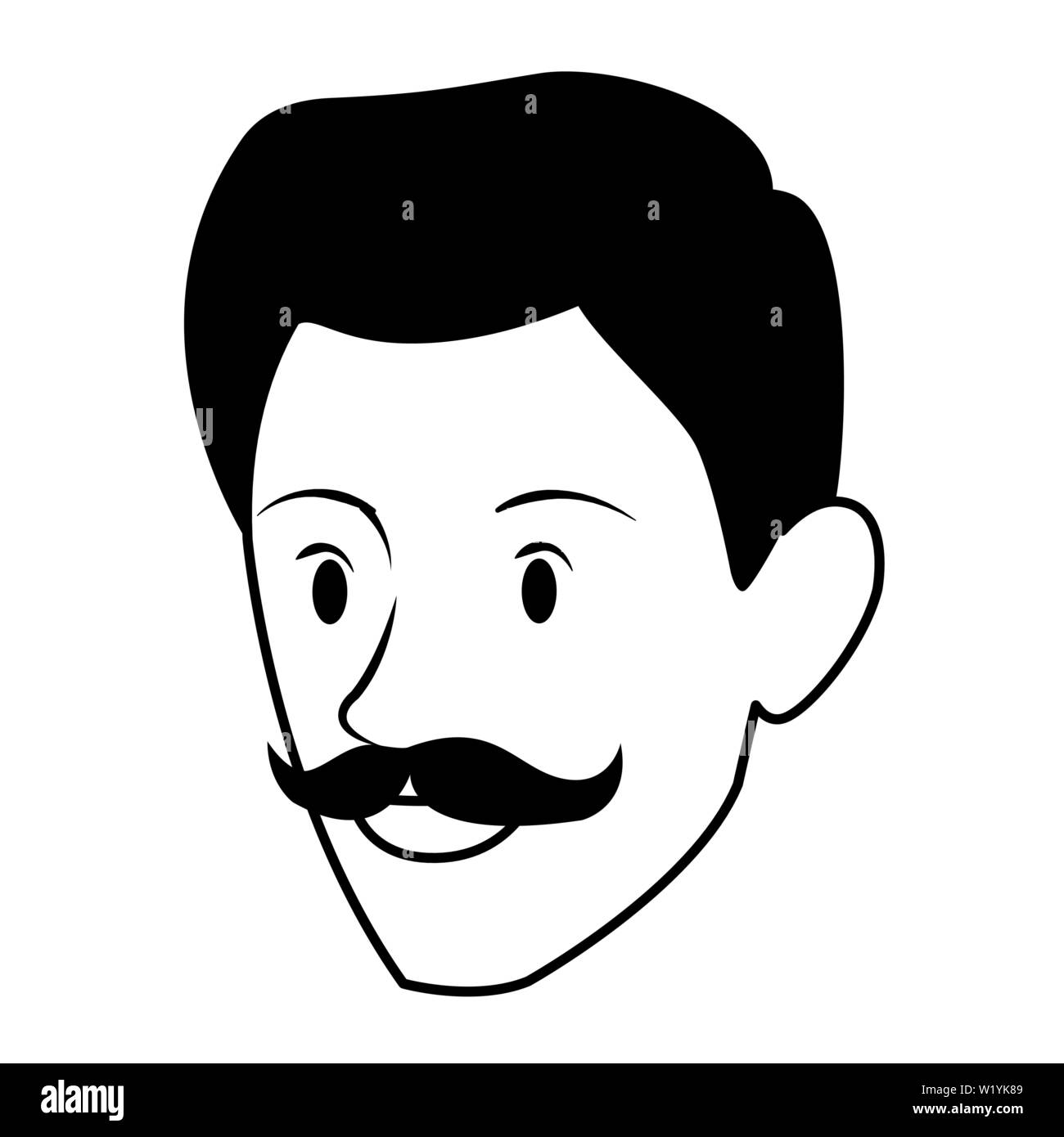 man face avatar cartoon character in black and white Stock Vector Image ...