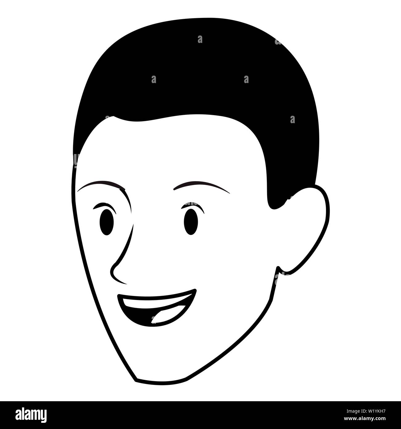 man face avatar cartoon character in black and white Stock Vector Image ...