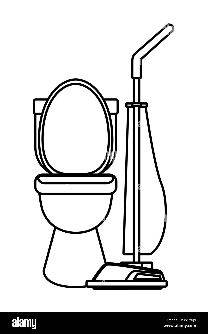 cleaning and hygiene equipment icons in black and white Stock Vector ...