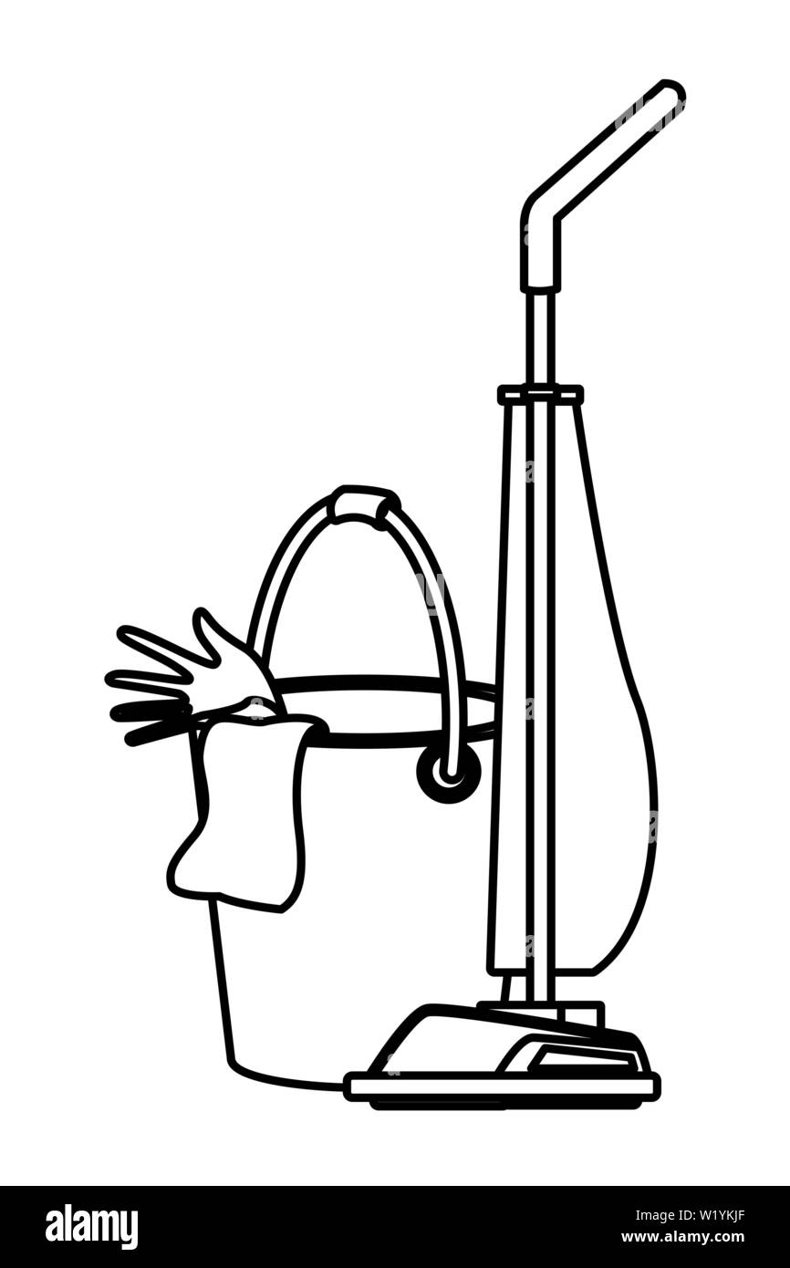 cleaning and hygiene equipment icons in black and white Stock Vector ...