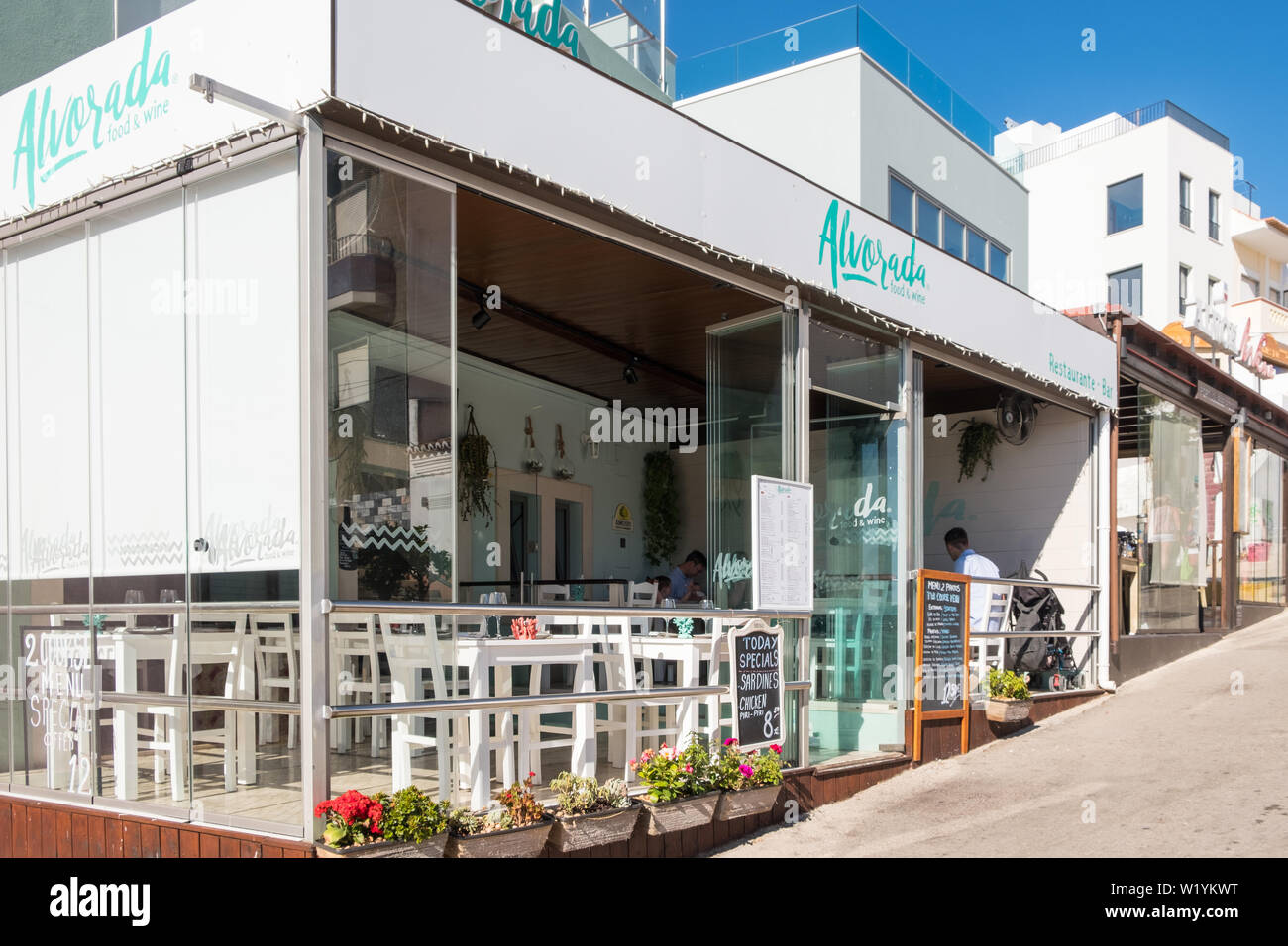 Bars and restaurants in Alvor, Algarve, Portugal Stock Photo Alamy
