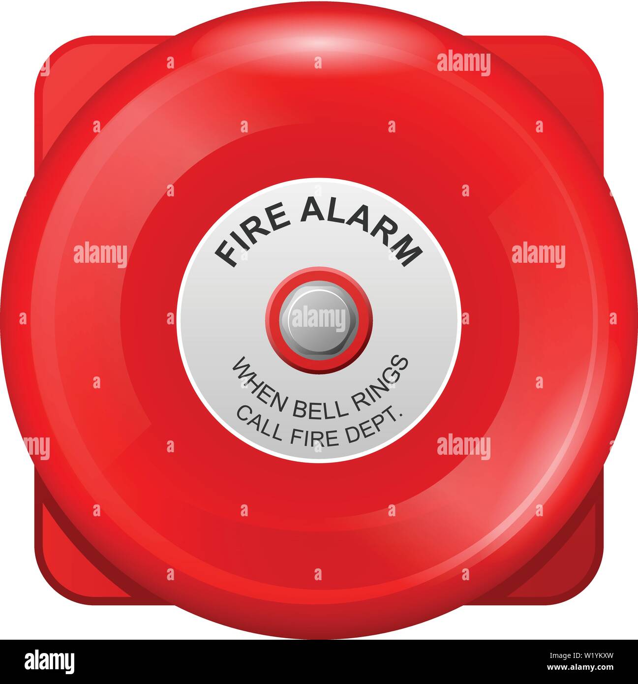 Red fire alarm bell - wall siren, school alarm, warning system Stock Vector