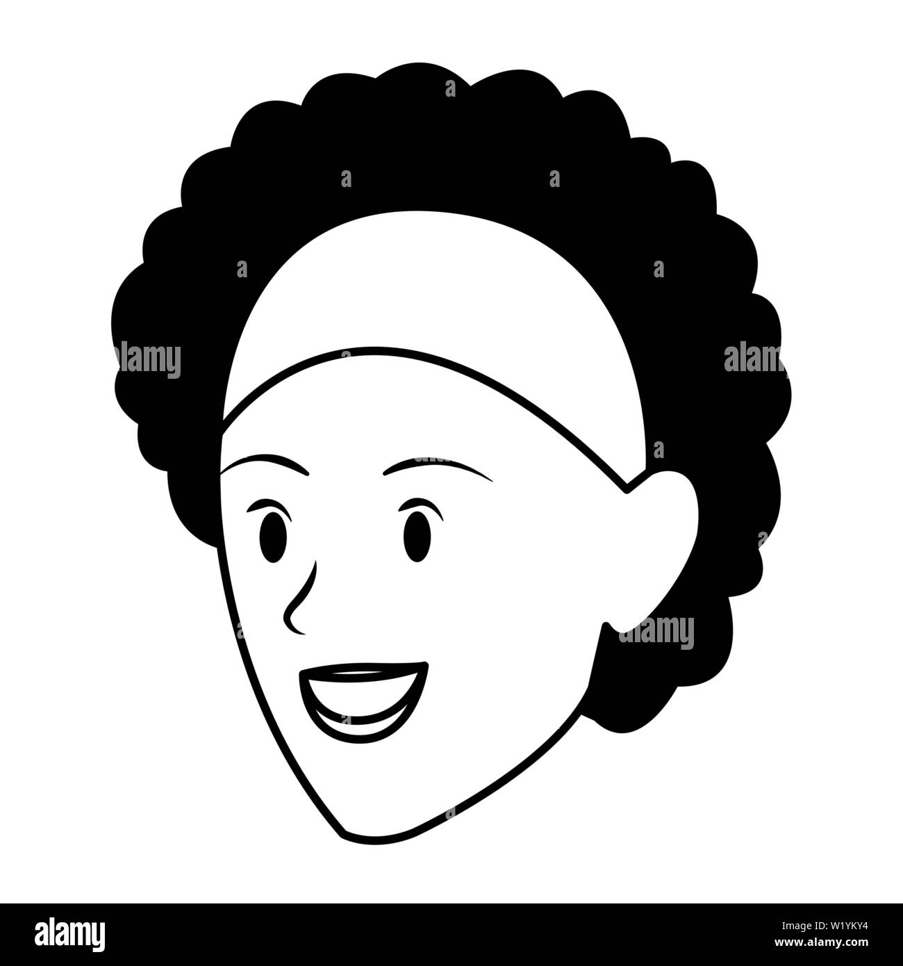 woman face avatar cartoon character in black and white Stock Vector ...