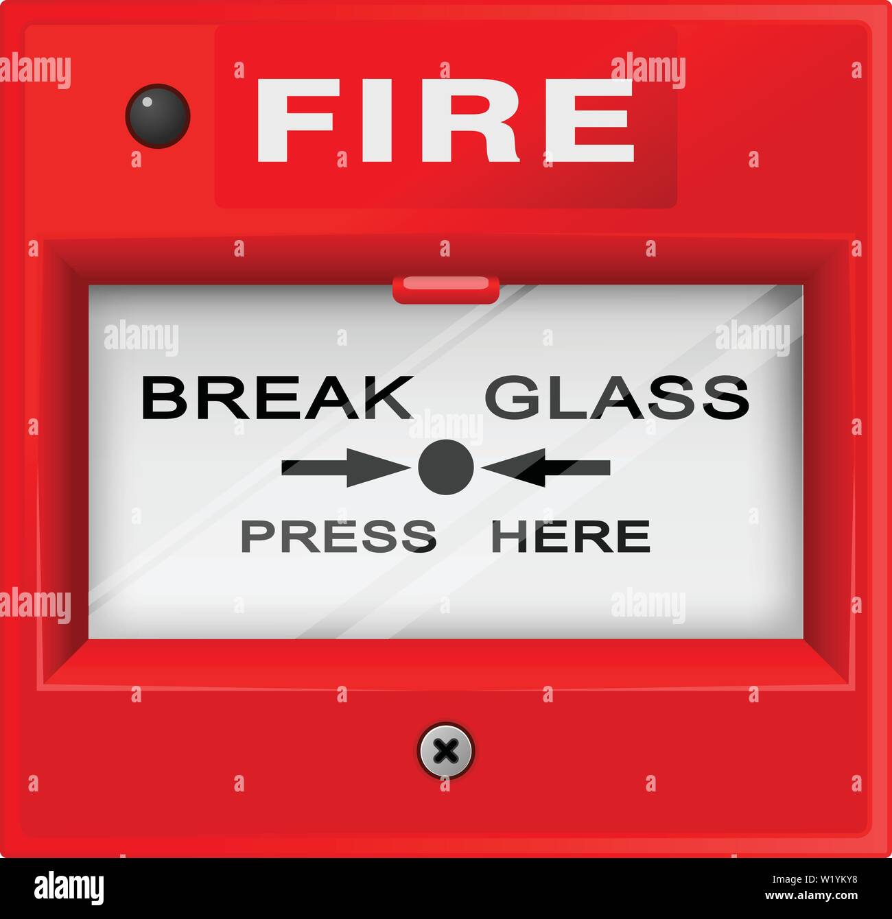 Fire alarm box on wall, warning and security system, siren Stock Vector