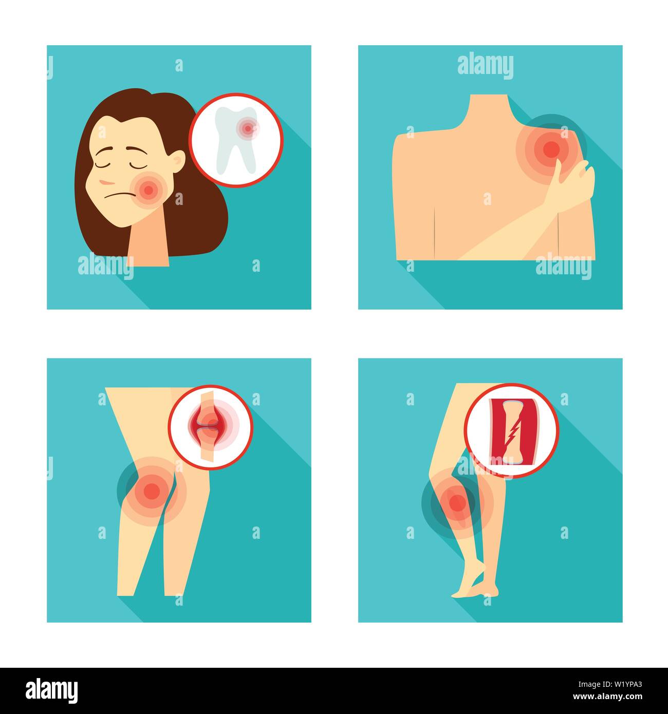 Lastimar Vector illustration of damage and wound sign. Collection of damage and ...