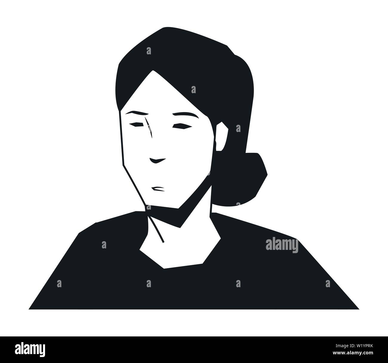 woman face avatar cartoon character in black and white Stock Vector ...