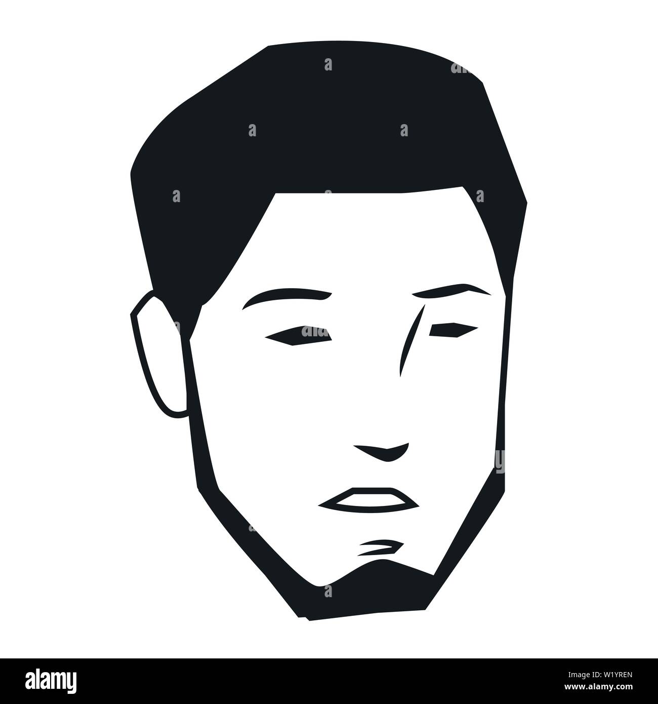 man face avatar cartoon character in black and white Stock Vector Image ...