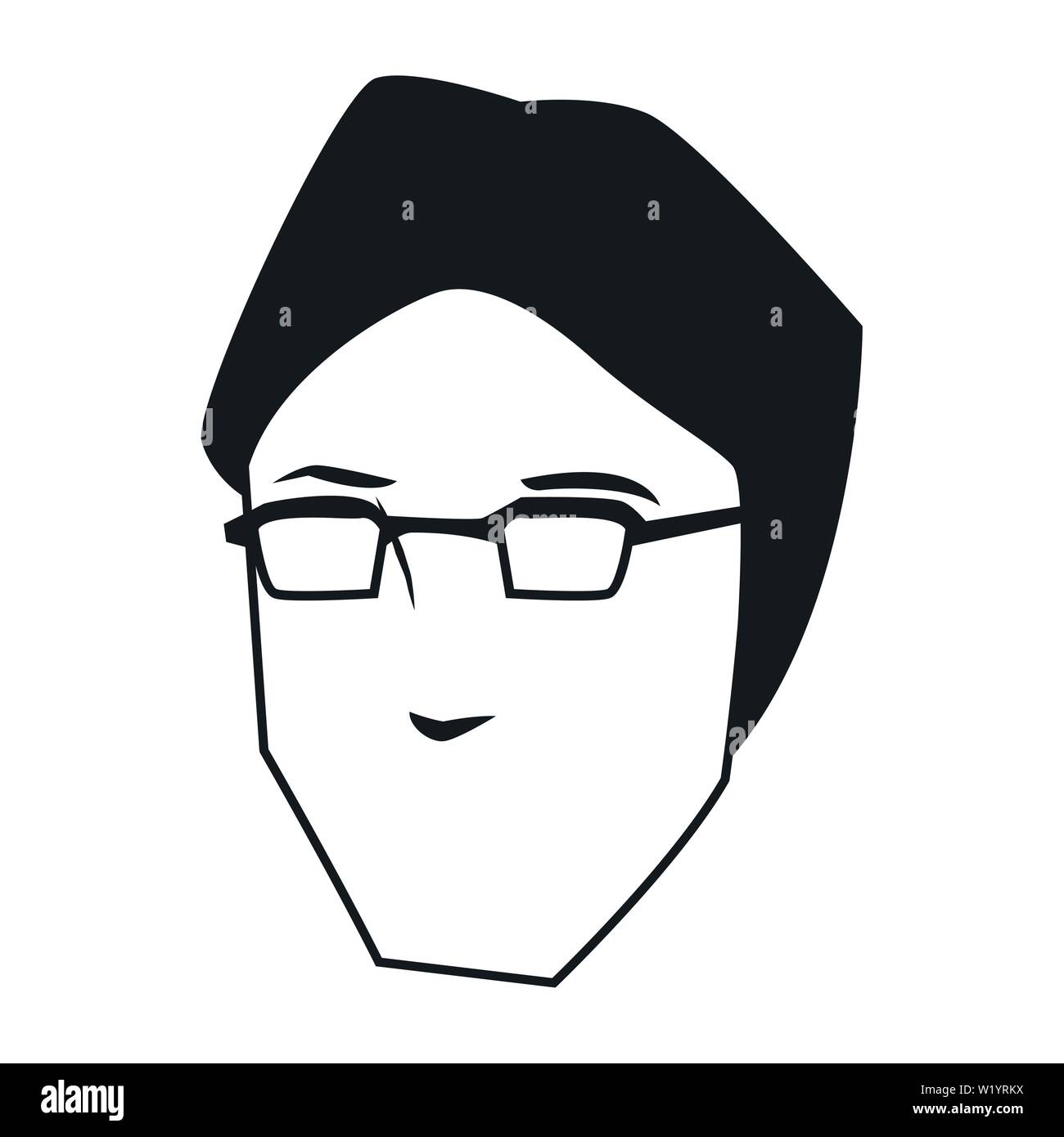 man face avatar cartoon character in black and white Stock Vector Image ...