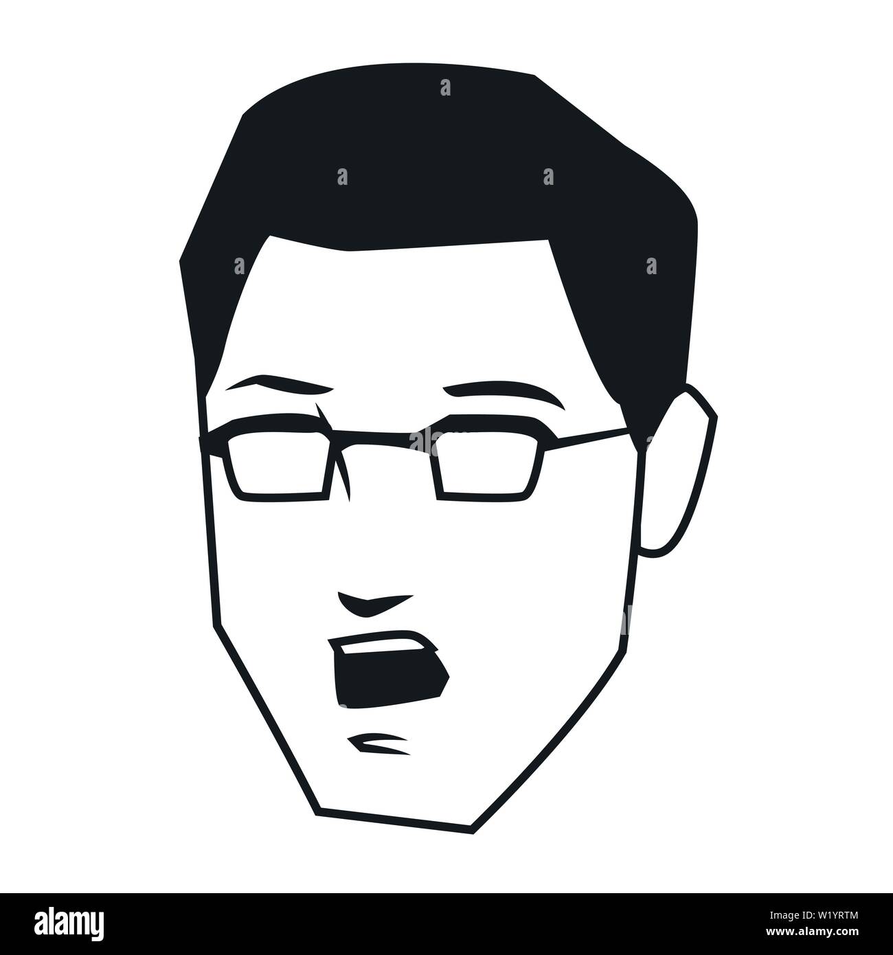 man face avatar cartoon character in black and white Stock Vector Image ...
