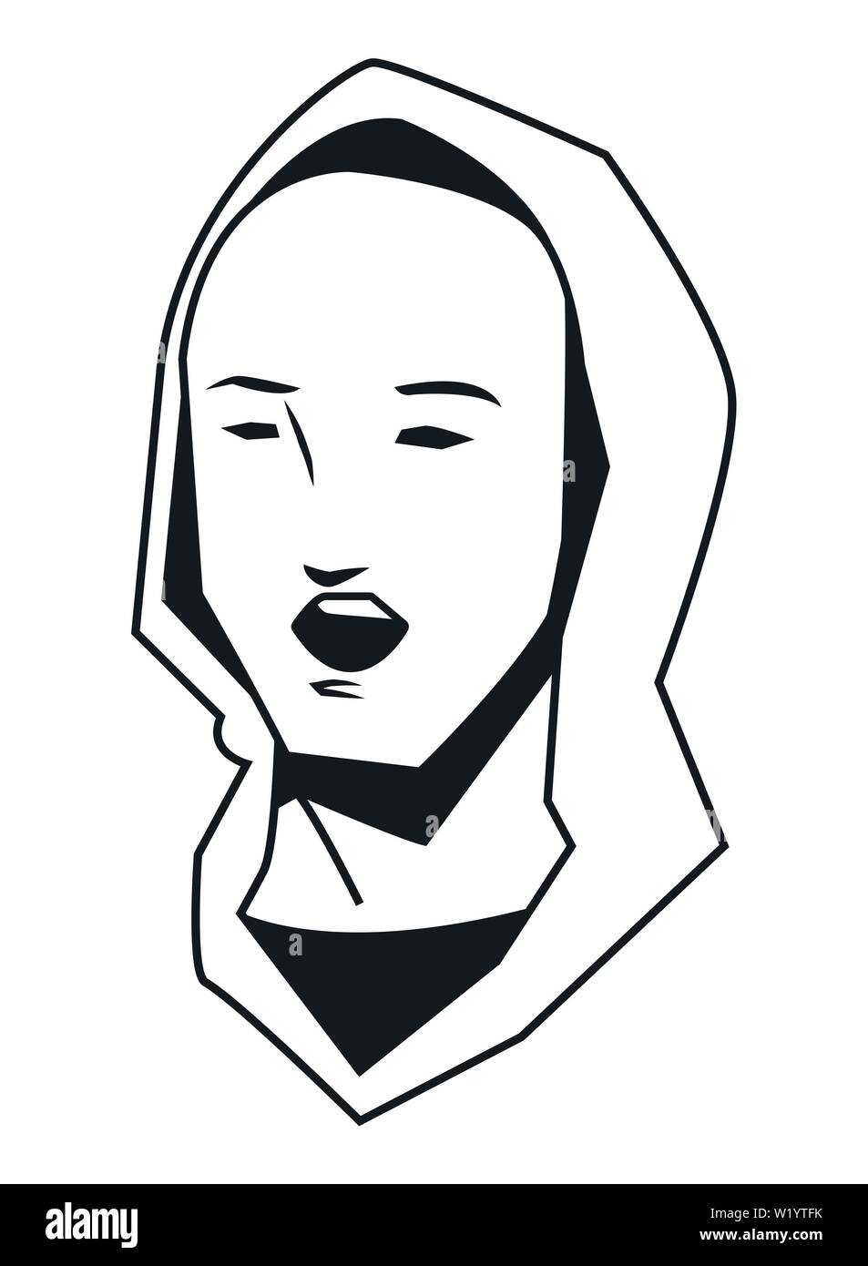 man face avatar cartoon character in black and white Stock Vector Image ...