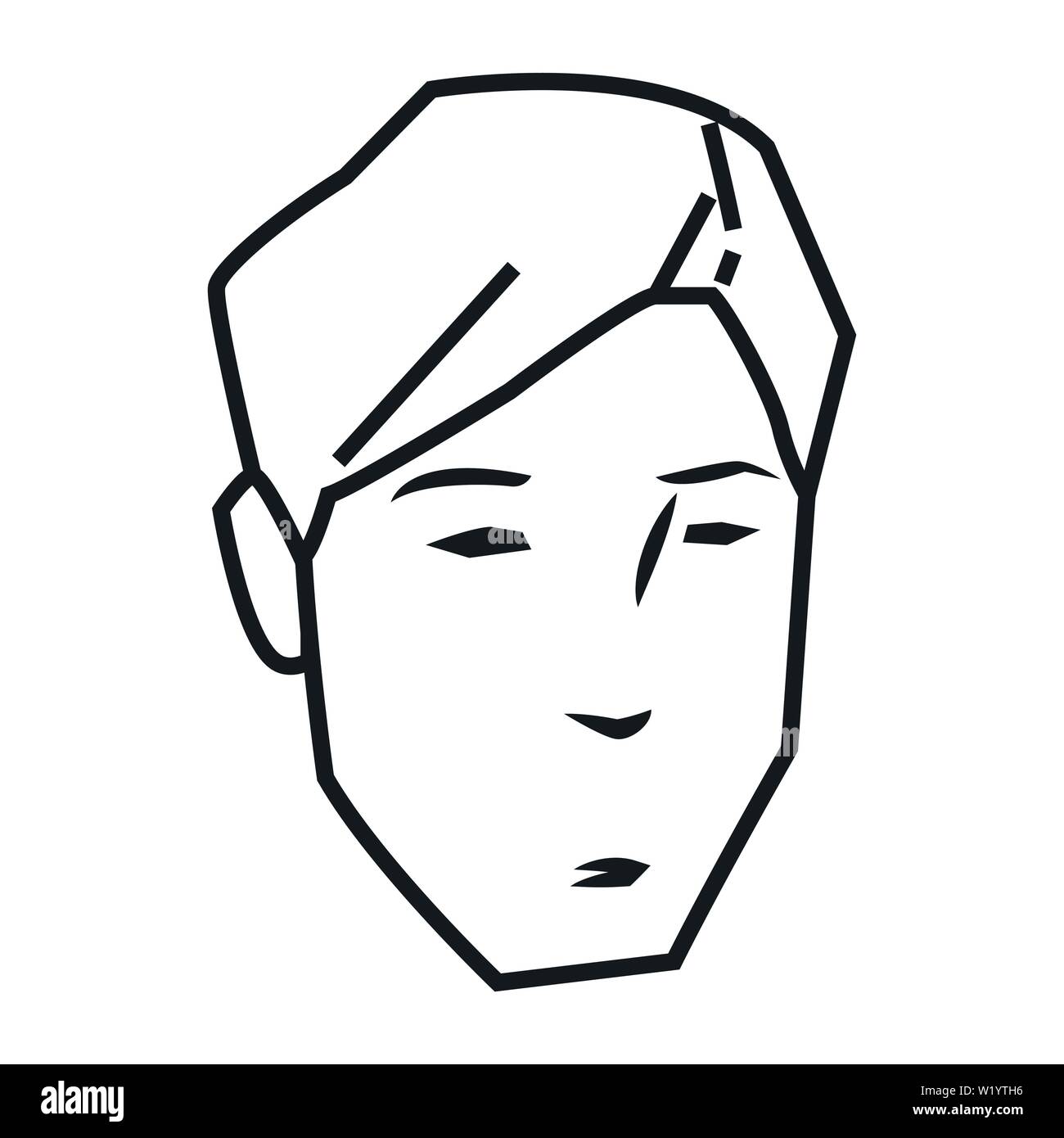 man face avatar cartoon character in black and white Stock Vector Image ...