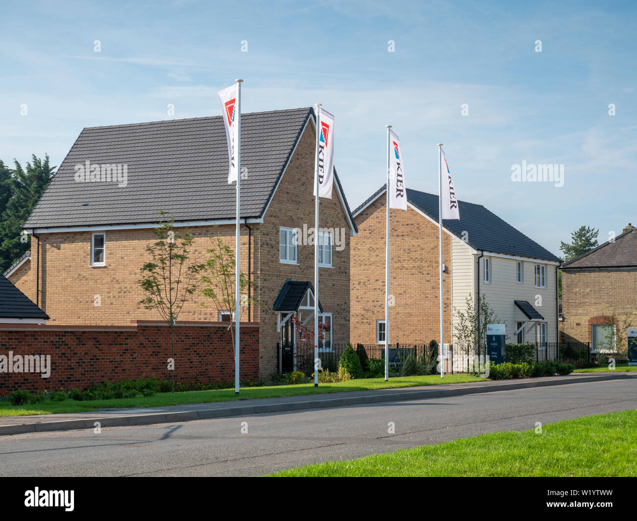 New houses on a housing estate and property development by builders