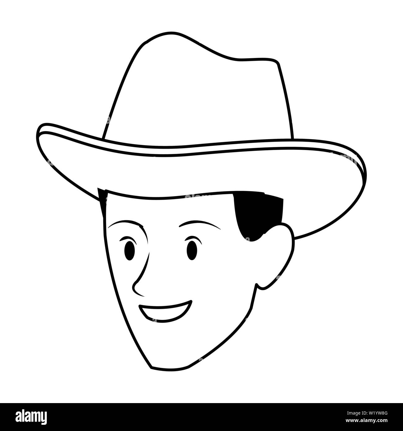 man face avatar cartoon character in black and white Stock Vector Image ...