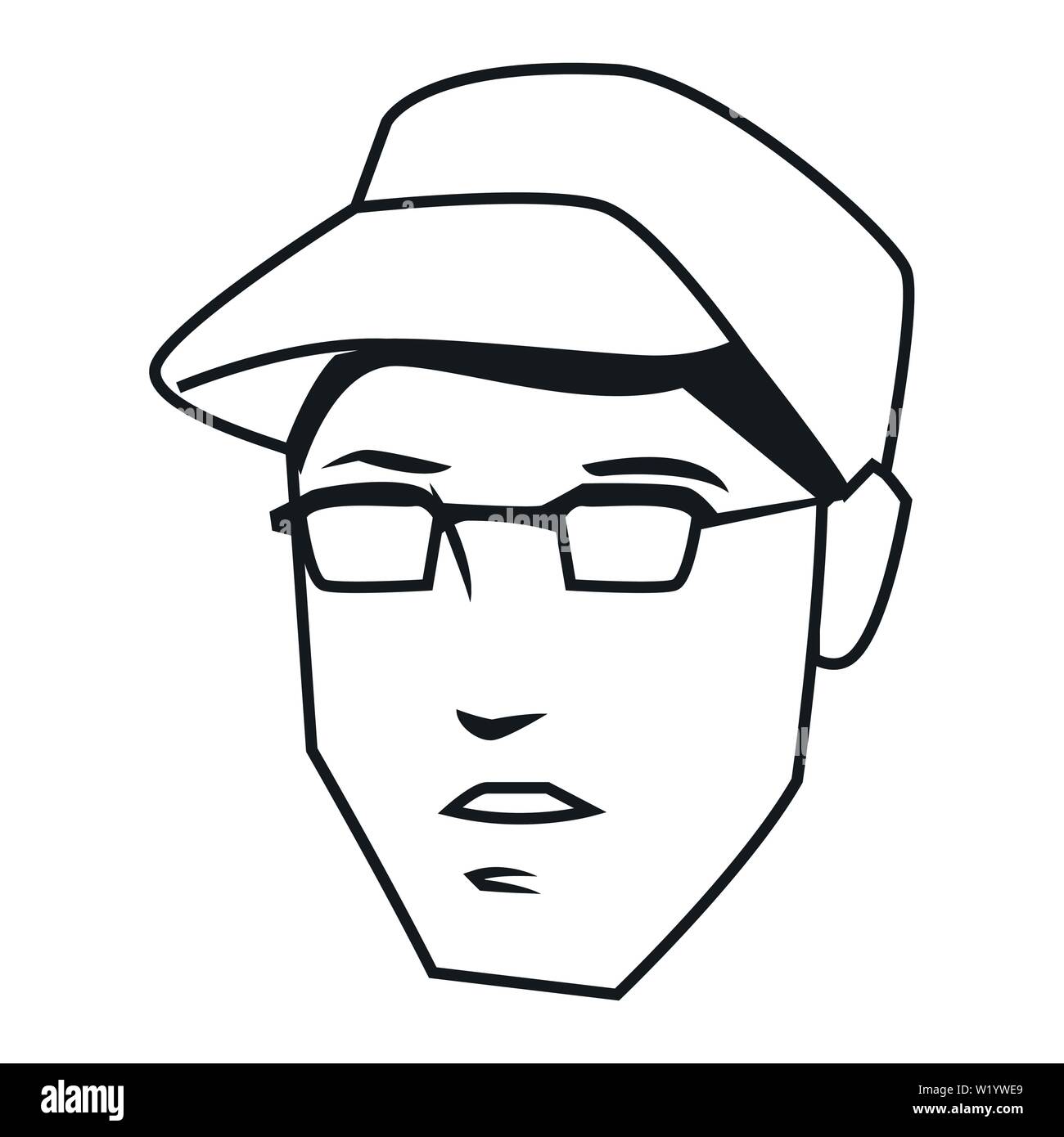 man face avatar cartoon character in black and white Stock Vector Image ...