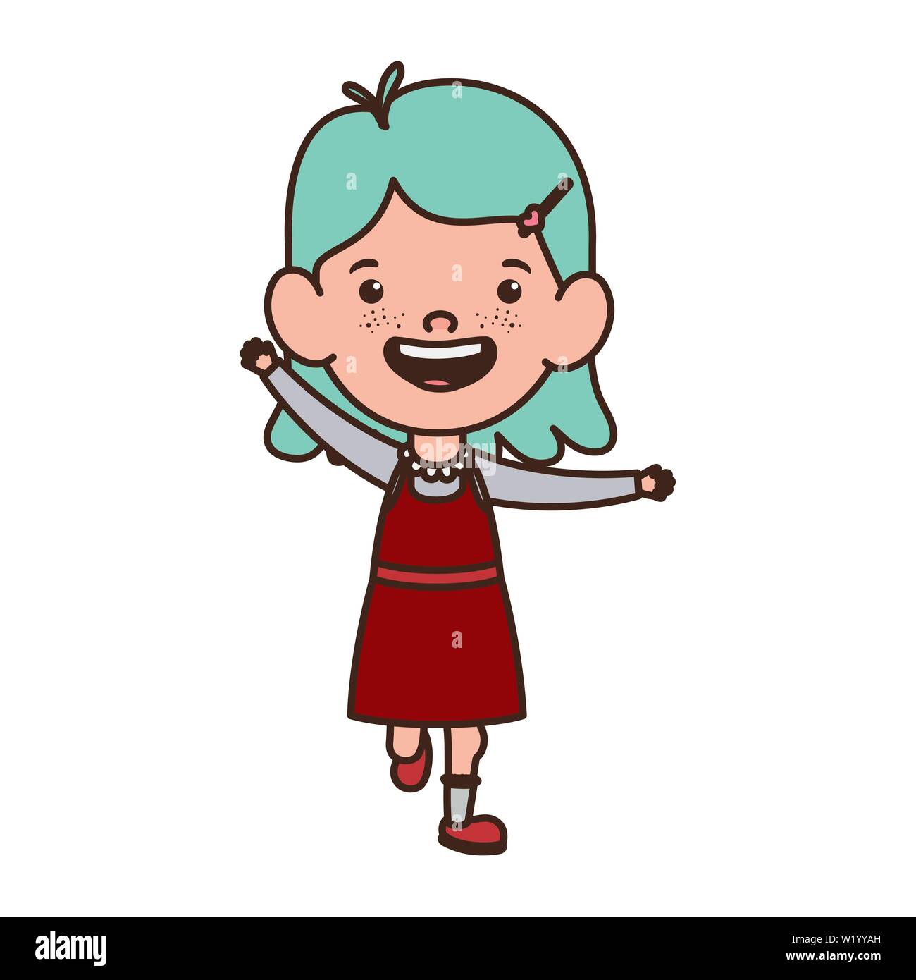 student girl standing smiling on white background Stock Vector Image ...