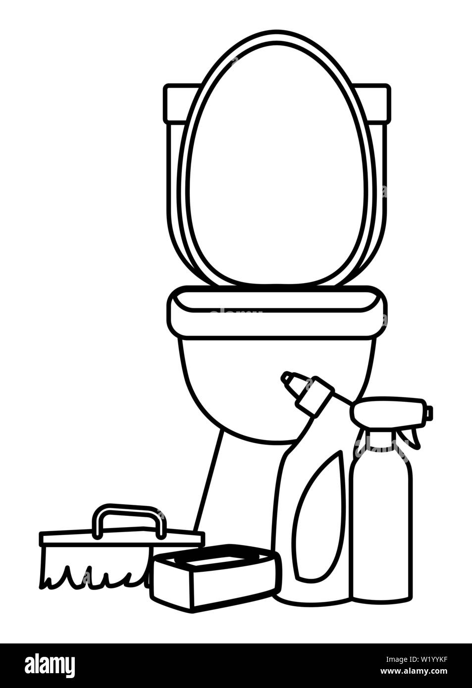 cleaning and hygiene equipment icons in black and white Stock Vector ...
