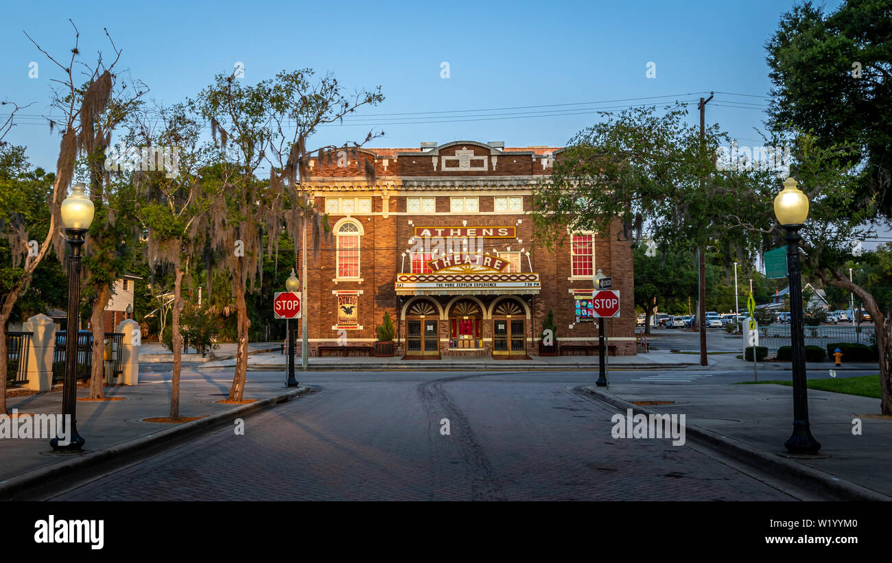 Athens Theatre in historic small town Deland street view Stock Photo