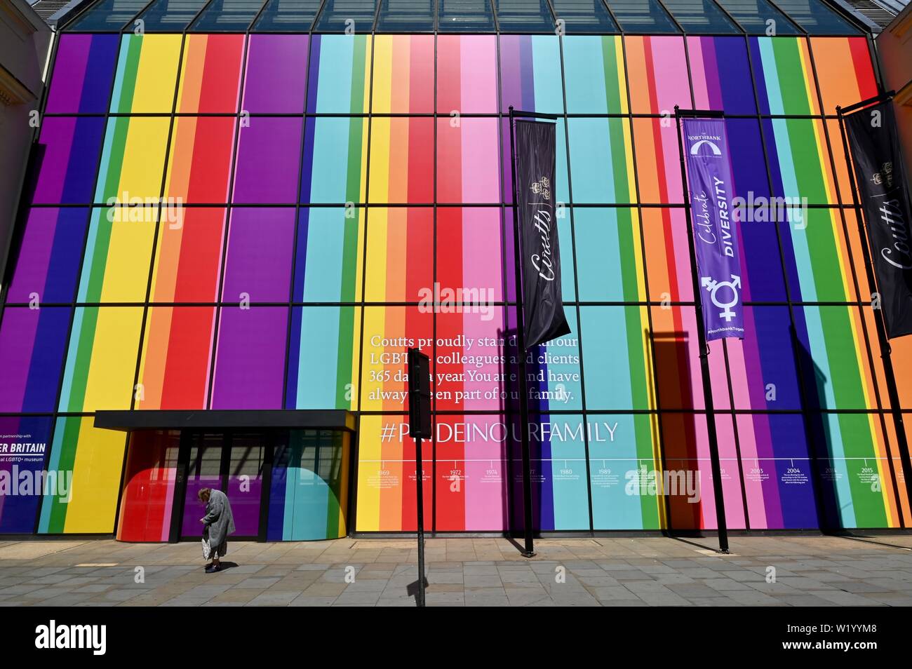 Coutts Bank decked in Rainbow Colours. The Strand, Shops and businesses ...