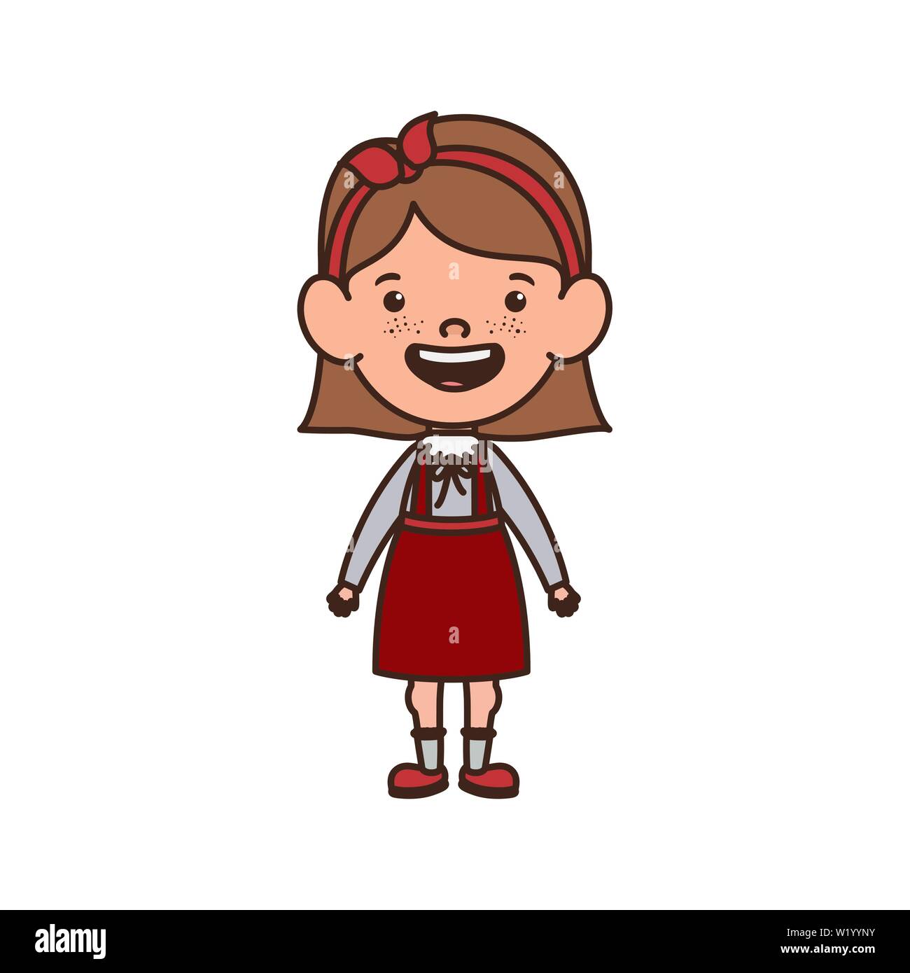 student girl standing smiling on white background Stock Vector Image ...