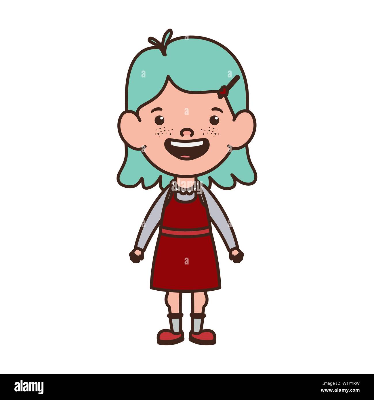 student girl standing smiling on white background Stock Vector Image ...
