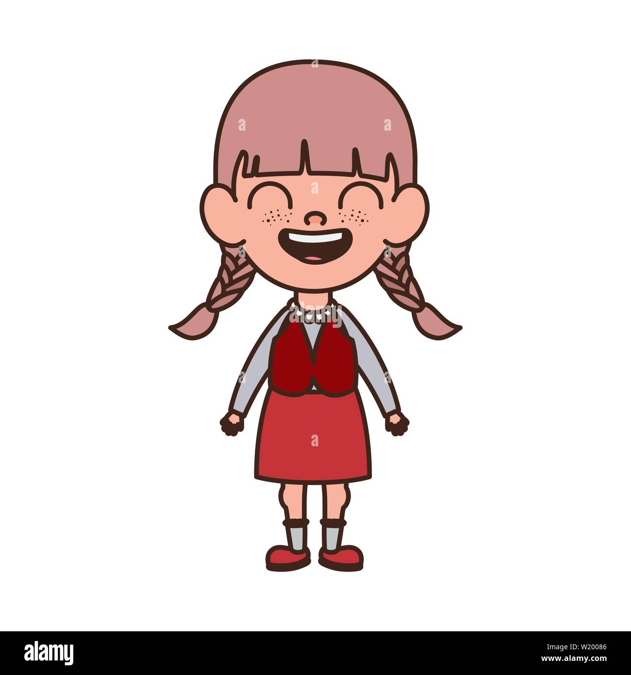 student girl standing smiling on white background Stock Vector Image ...