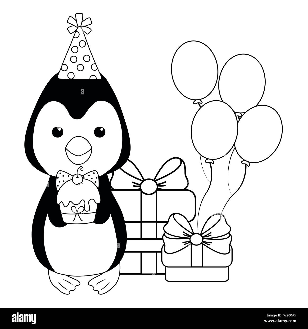 happy birthday penguin clipart