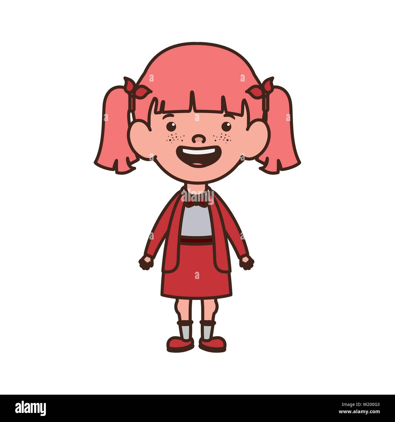 student girl standing smiling on white background Stock Vector Image ...