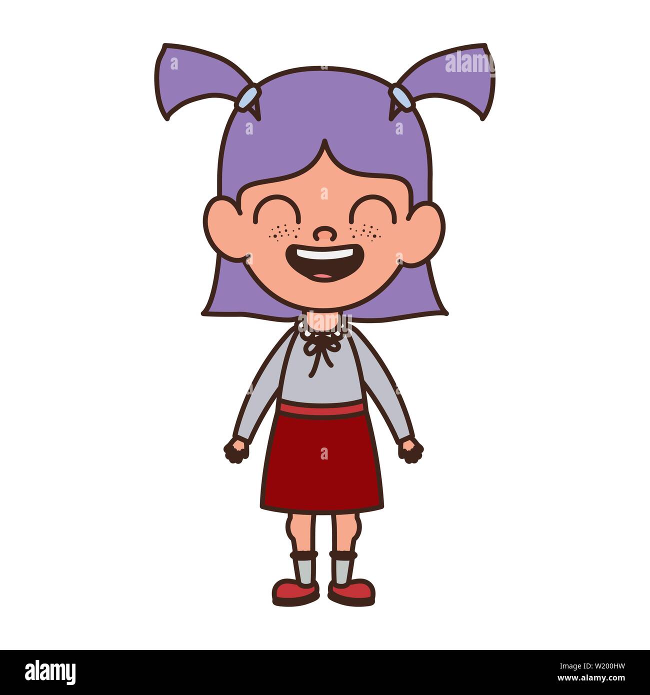 student girl standing smiling on white background Stock Vector Image ...