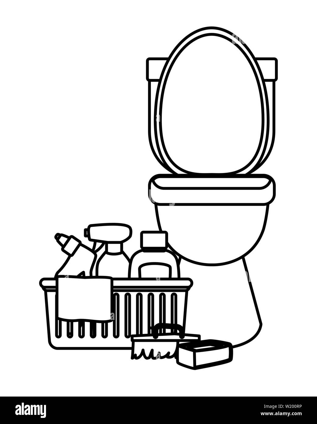 cleaning and hygiene equipment icons in black and white Stock Vector ...