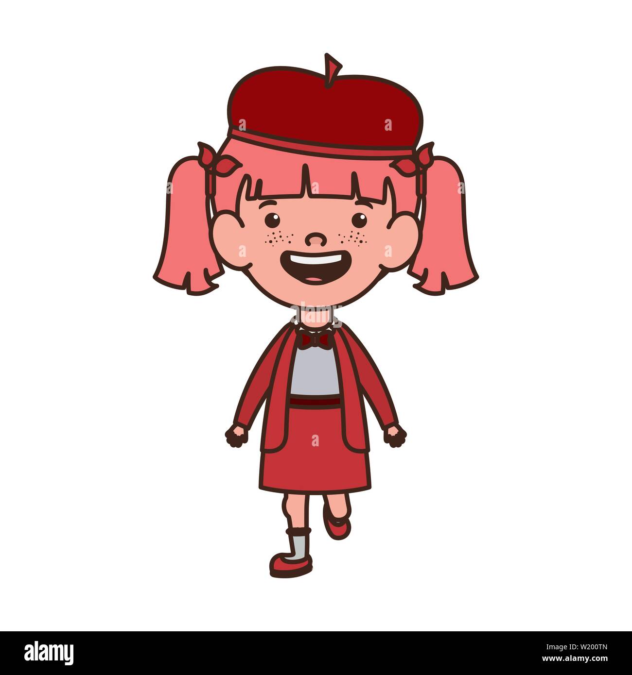 student girl standing smiling on white background Stock Vector Image ...