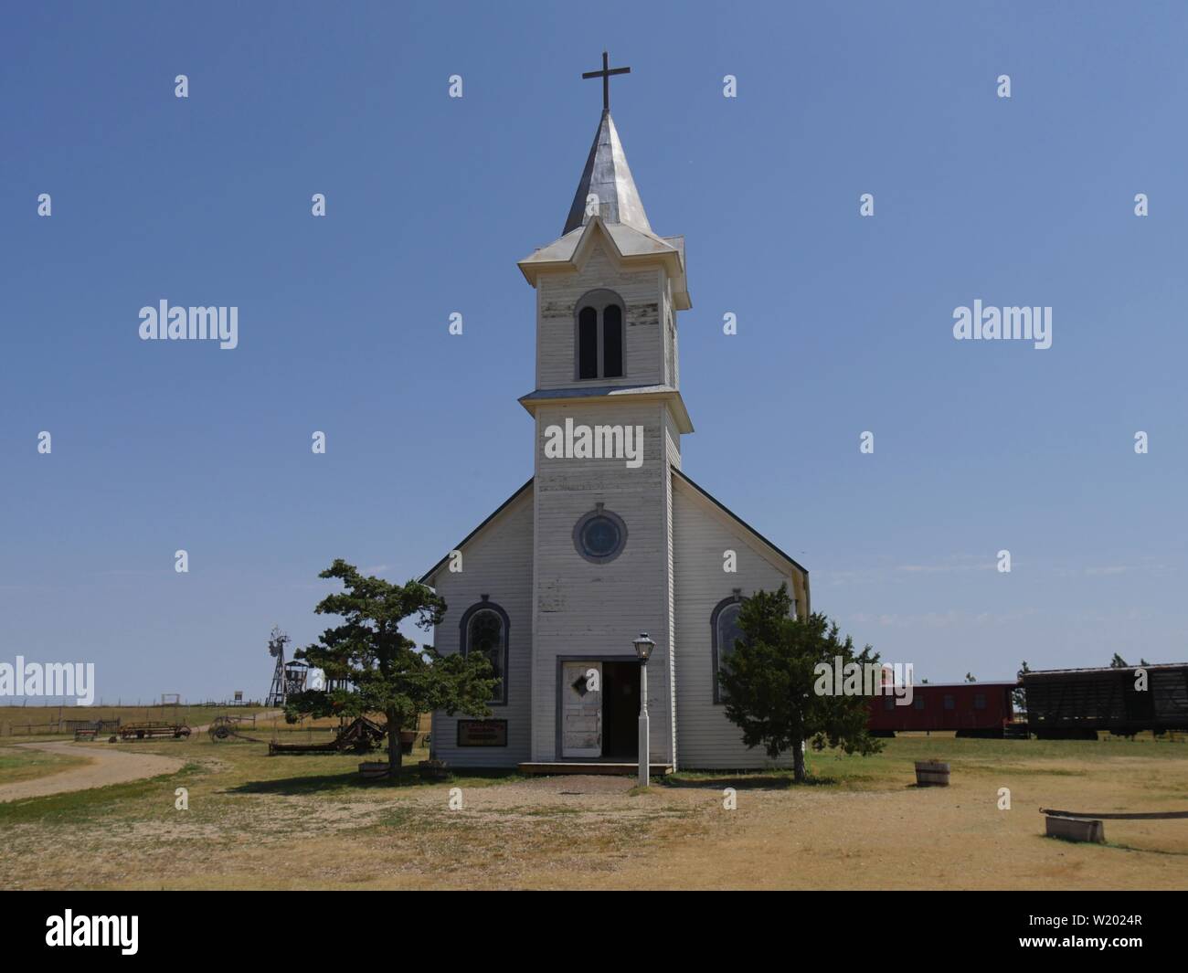 Old church at the 1880s Town, a famous attraction in South Dakota Stock ...
