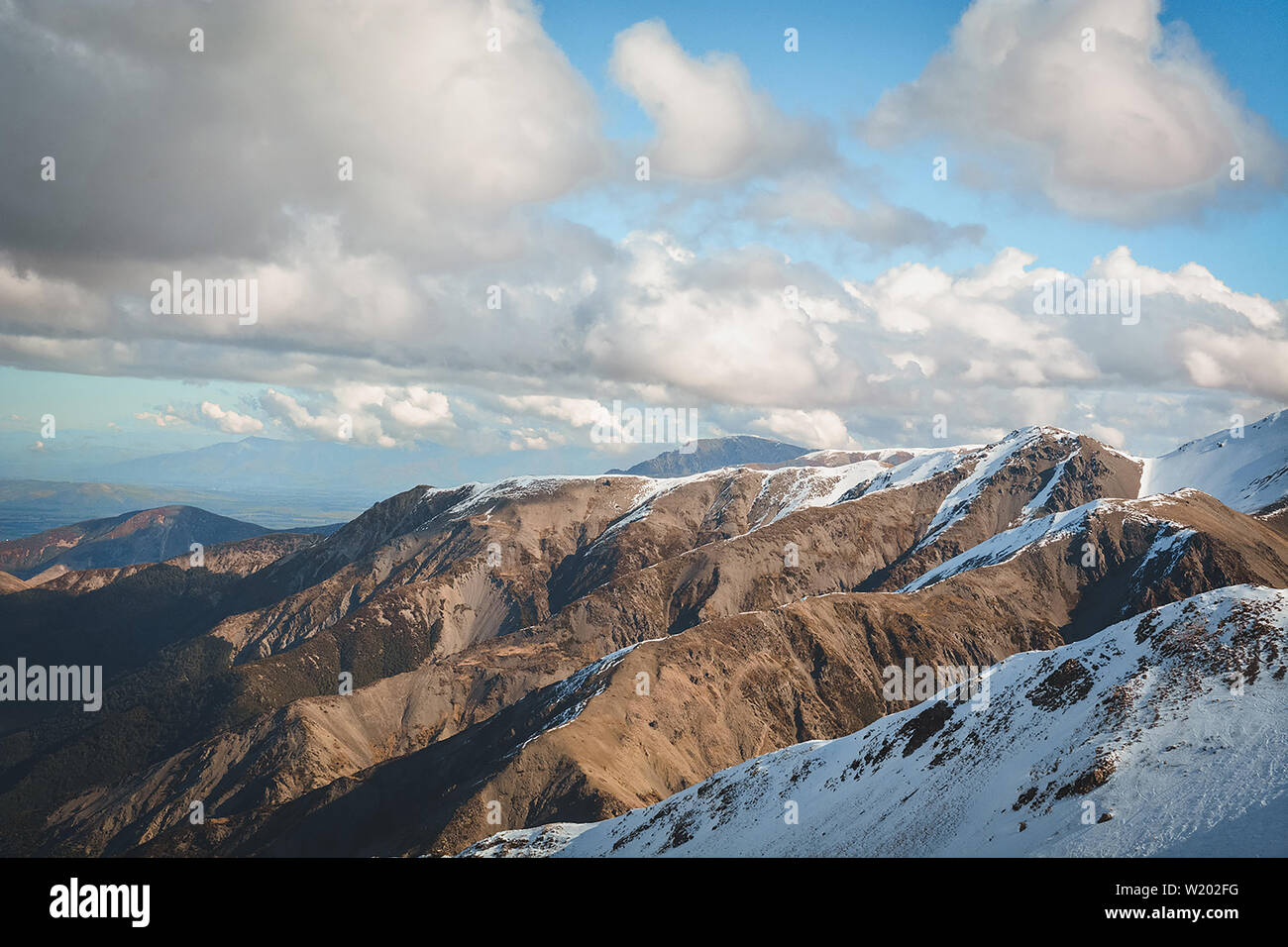Snow Mountains in New Zealand atmosphere Stock Photo