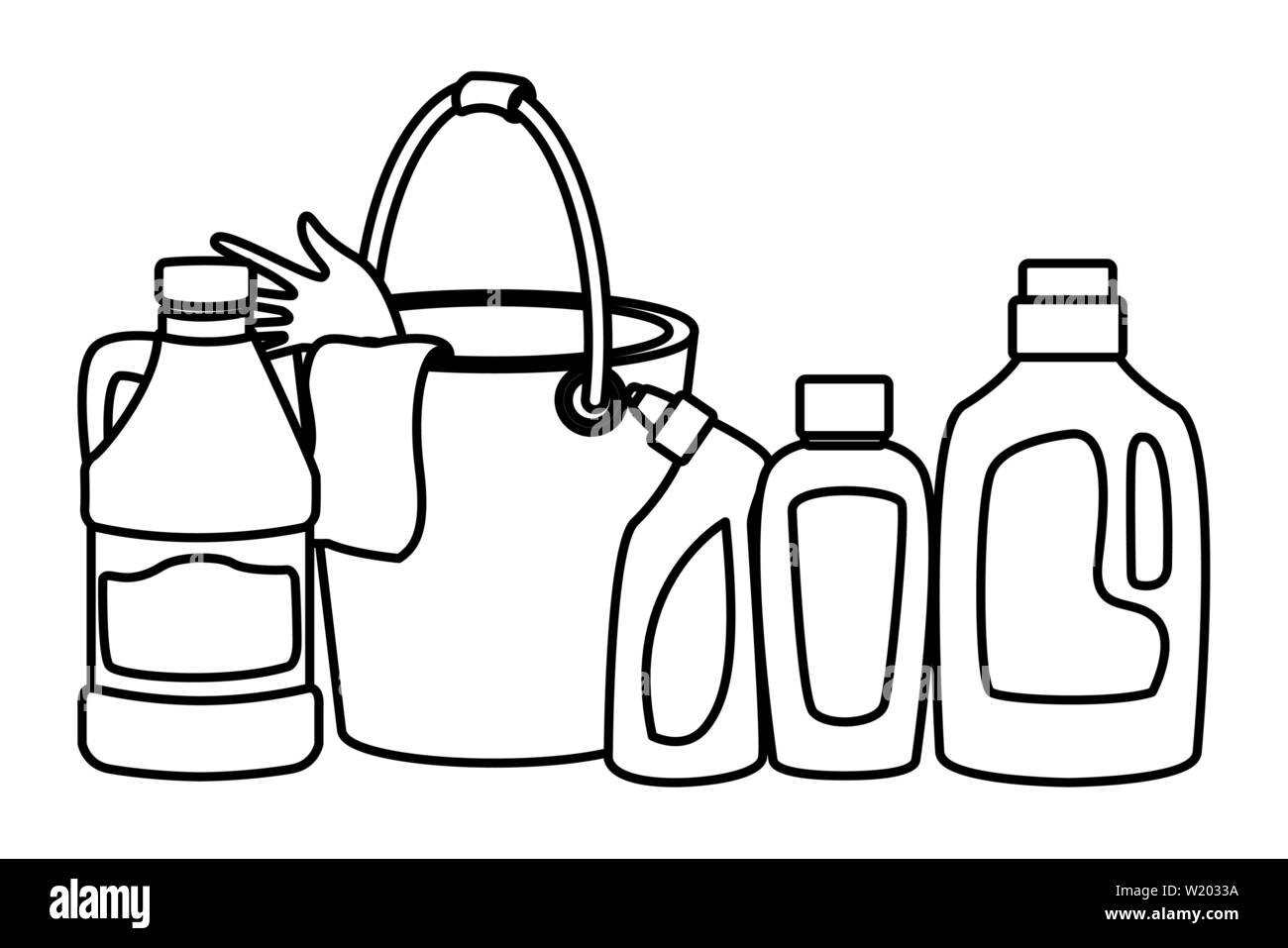 laundry wash and cleaning icons in black and white Stock Vector Image ...