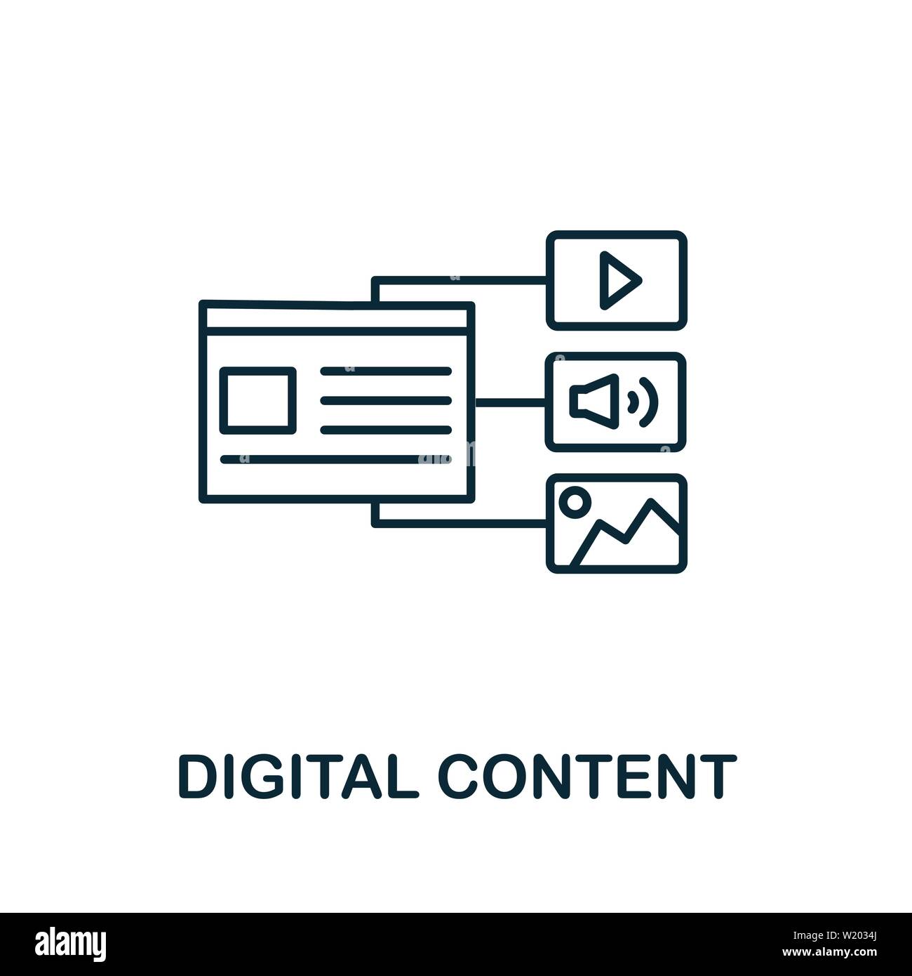 Digital Content outline icon. Thin line concept element from content icons collection. Creative Digital Content icon for mobile apps and web usage Stock Vector