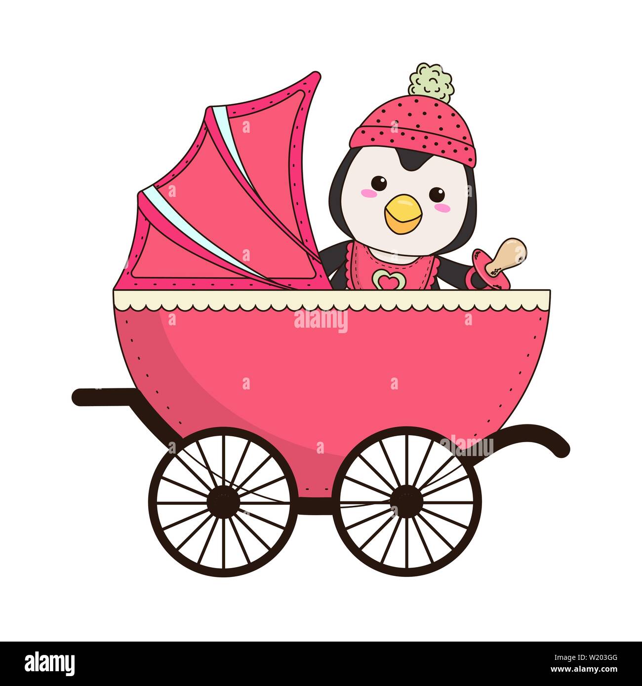Baby Penguin Cartoon Design Baby Shower Invitation Party Card And