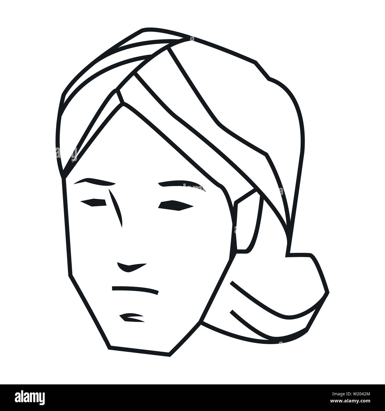 woman face avatar cartoon character in black and white Stock Vector ...
