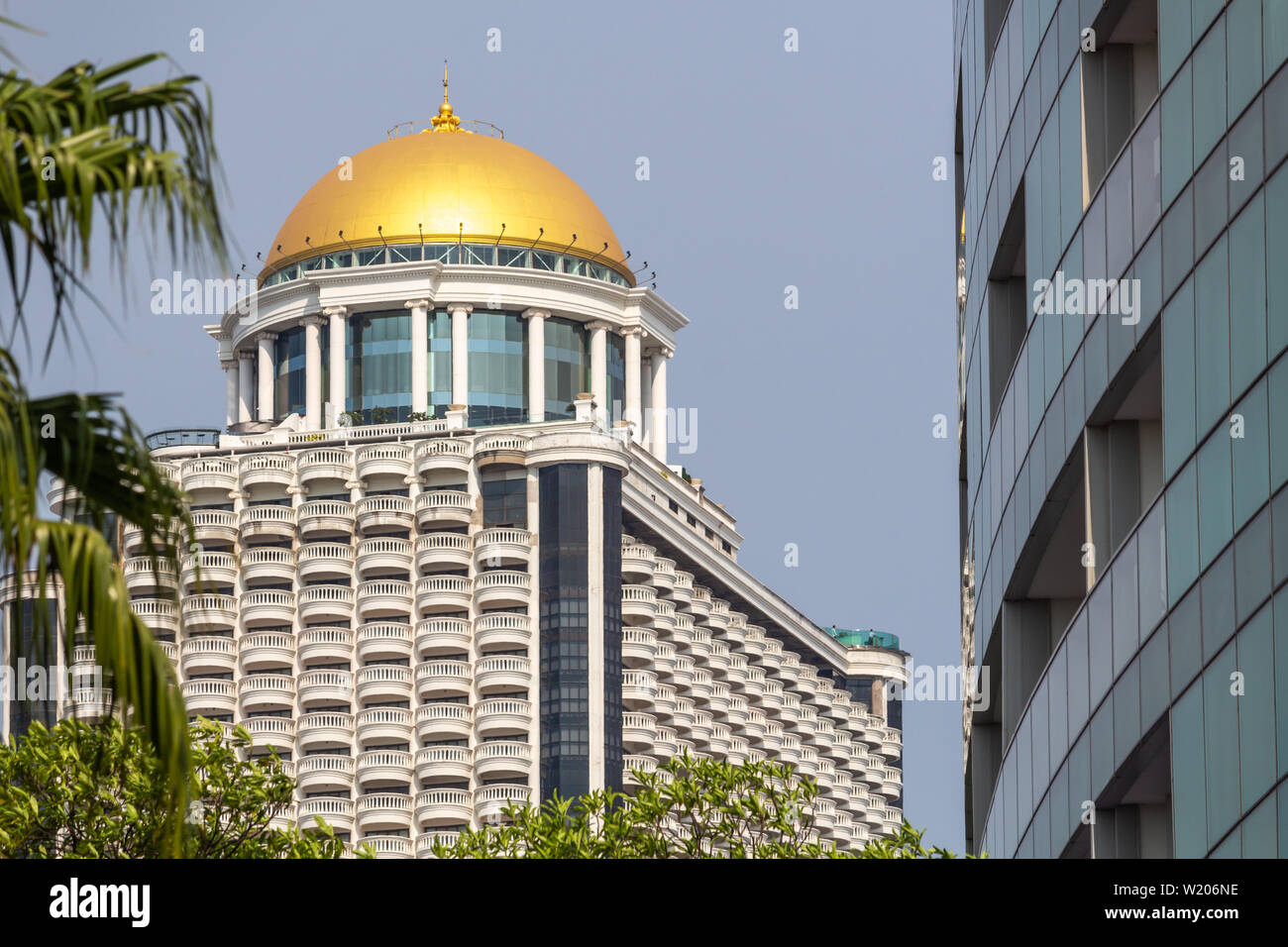 Bangkok, Thailand - April 14, 2019: State tower skyscraper with golden dome Stock Photo